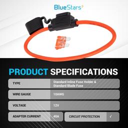 10 Gauge Inline 12V Fuse Holder 40A thumbnail 2