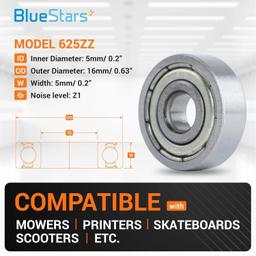 10 Pcs 625ZZ Double Metal Seal Bearings thumbnail 5