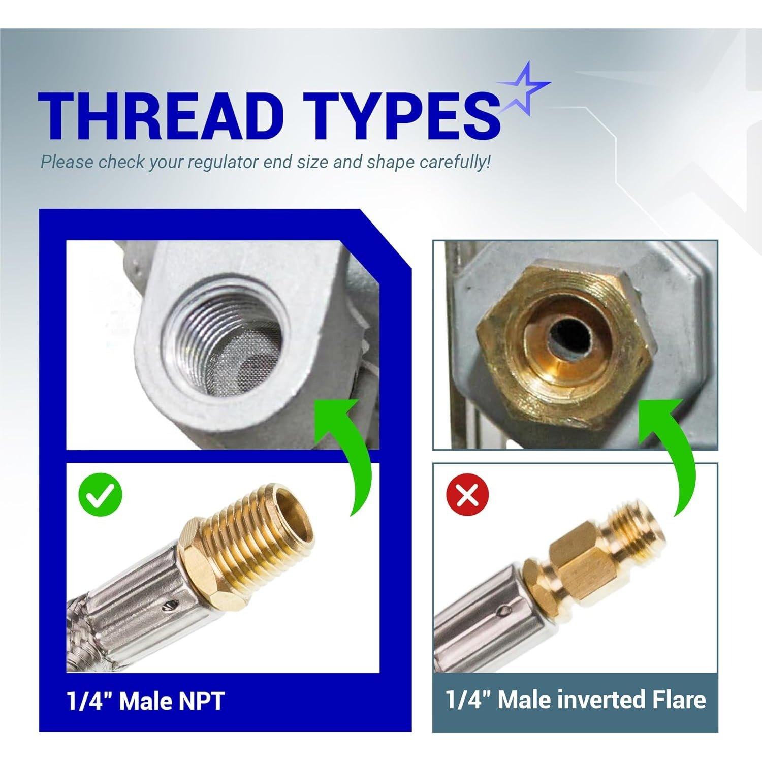 [Lifetime Warranty] [1/4 Male NPT] 15 inch Stainless Braided RV Propane Pigtail Hose with QCC1 - Propane Tank Connector for BBQ RV Camper Two-Stage Regulator - 2 Pack, Includes Seal Tape image 3