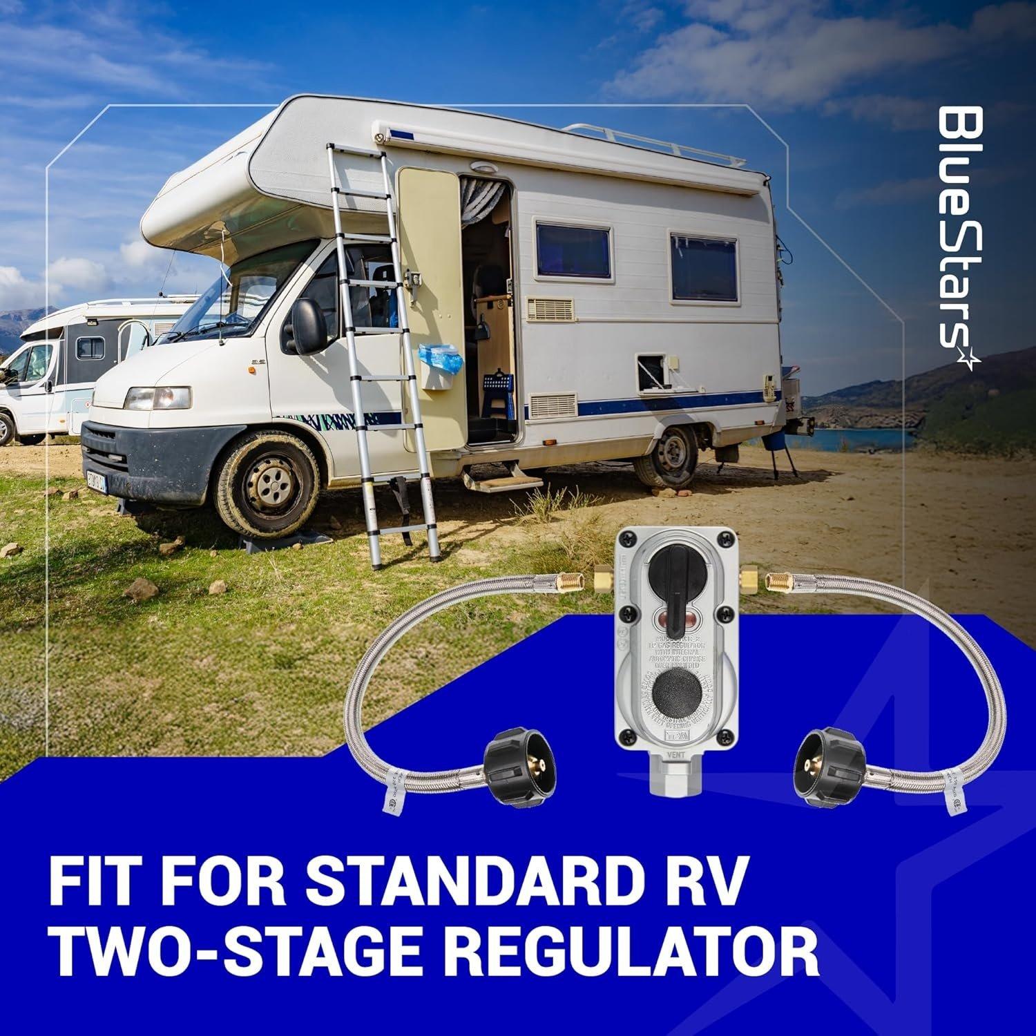 [Lifetime Warranty] [1/4 Male NPT] 15 inch Stainless Braided RV Propane Pigtail Hose with QCC1 - Propane Tank Connector for BBQ RV Camper Two-Stage Regulator - 2 Pack, Includes Seal Tape image 5