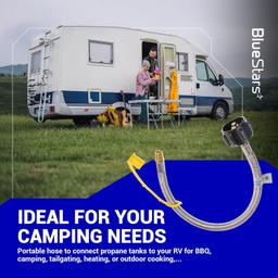 [Lifetime Warranty] [1/4 Male NPT] 15 inch Stainless Braided RV Propane Pigtail Hose with QCC1 - Propane Tank Connector for BBQ RV Camper Two-Stage Regulator - 2 Pack, Includes Seal Tape thumbnail 6
