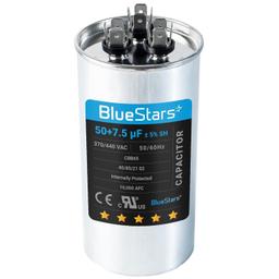 [Lifetime Warranty] 50+7.5 uF MFD Â±5% 370/440 VAC CBB65 CBB65B Dual Run Round Capacitor - Fits AC Unit Fan Motor, Heat Pump, Condenser thumbnail 0