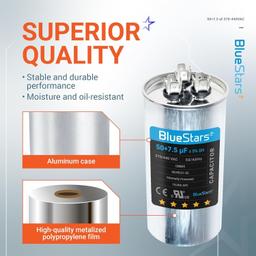 [Lifetime Warranty] 50+7.5 uF MFD Â±5% 370/440 VAC CBB65 CBB65B Dual Run Round Capacitor - Fits AC Unit Fan Motor, Heat Pump, Condenser thumbnail 8