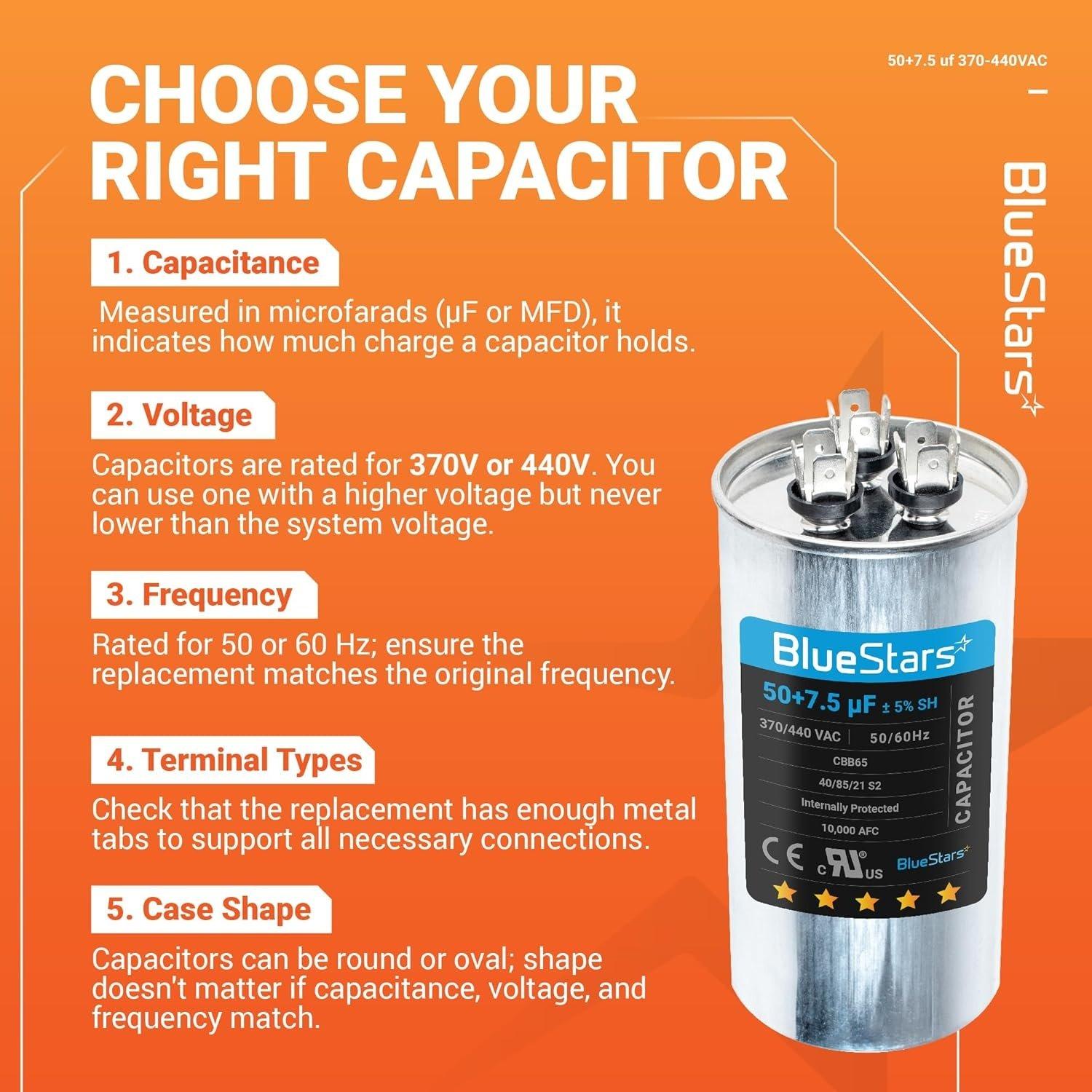 [Lifetime Warranty] 50+7.5 uF MFD Â±5% 370/440 VAC CBB65 CBB65B Dual Run Round Capacitor - Fits AC Unit Fan Motor, Heat Pump, Condenser image 6