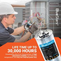 [Lifetime Warranty] 50+7.5 uF MFD Â±5% 370/440 VAC CBB65 CBB65B Dual Run Round Capacitor - Fits AC Unit Fan Motor, Heat Pump, Condenser thumbnail 3