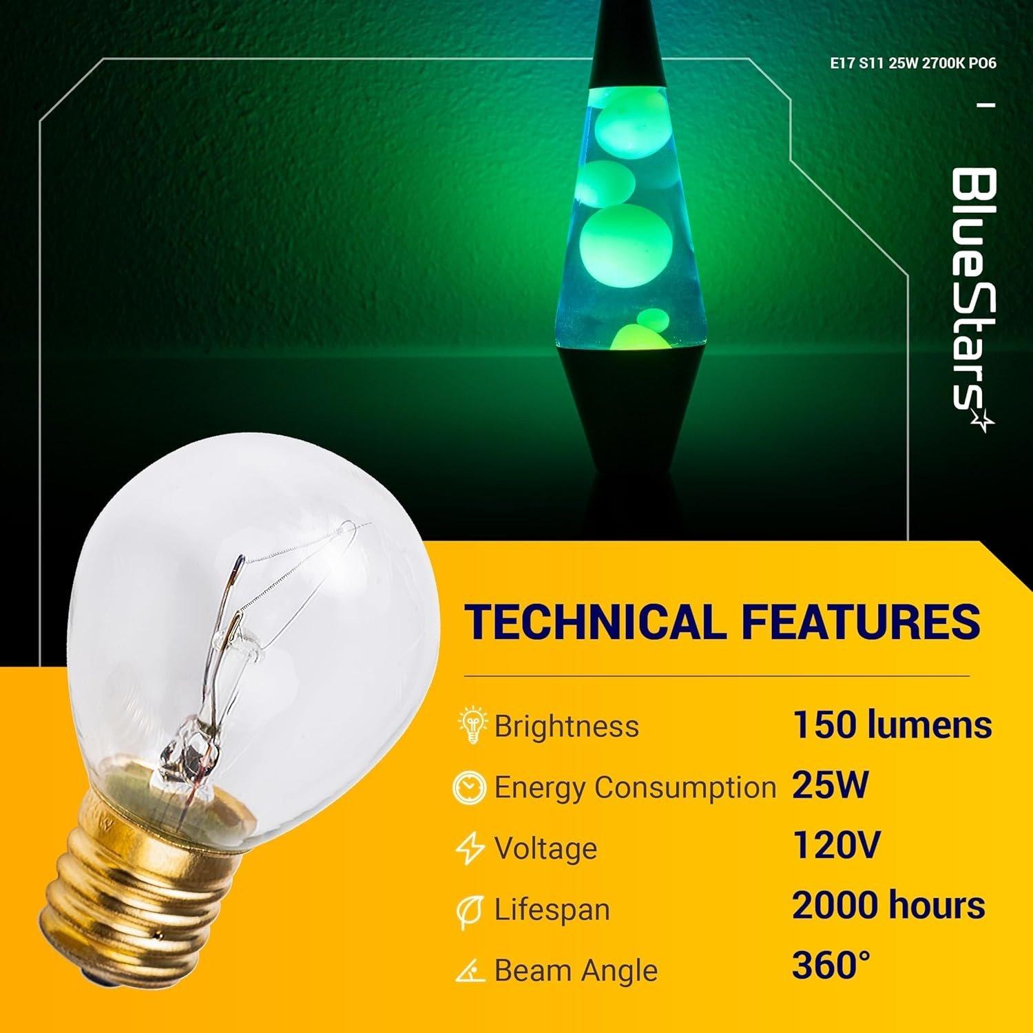 [Lifetime Warranty] Lava Lamp Bulbs 25 Watt E17 Base S11 Bulb - Pack of 6 image 6
