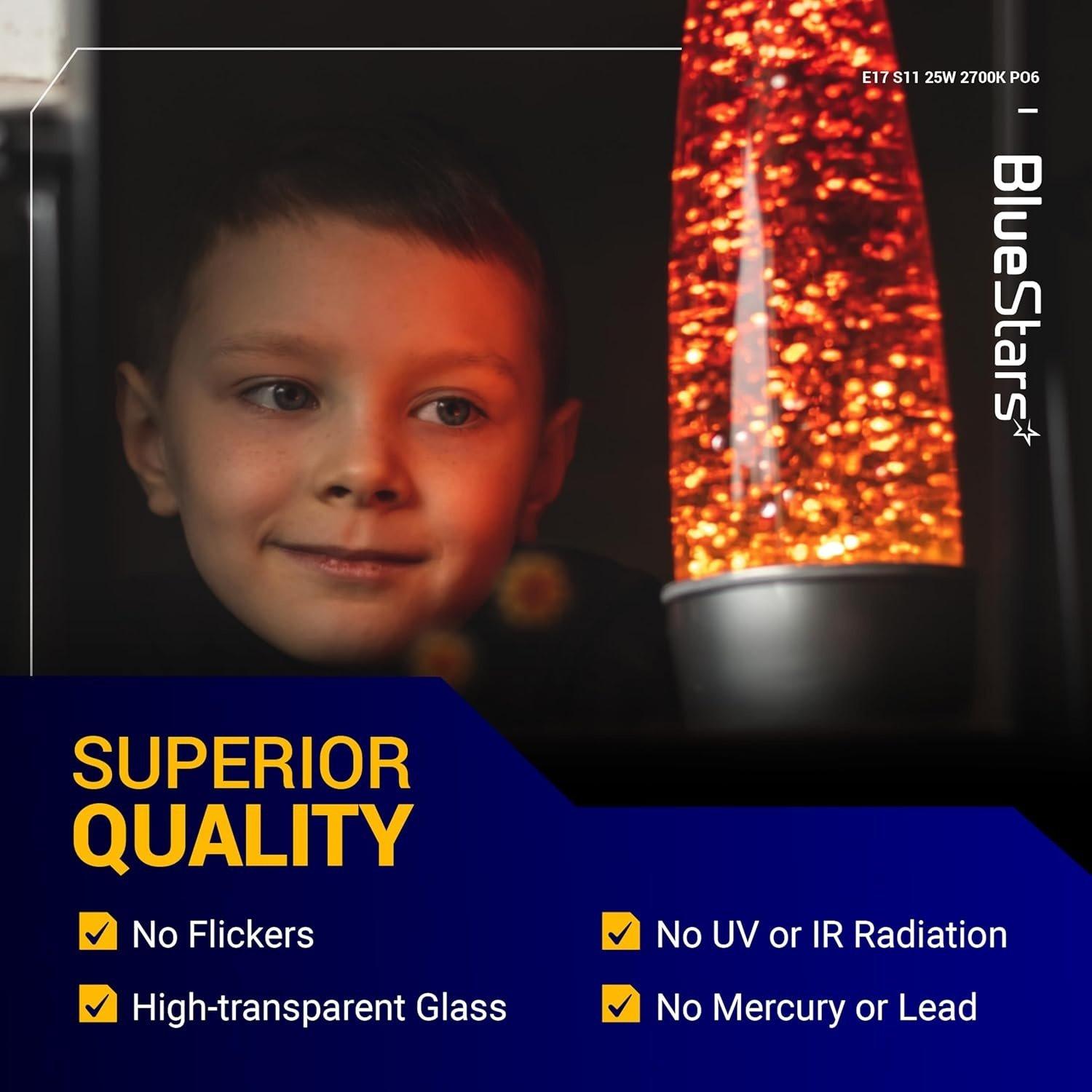 [Lifetime Warranty] Lava Lamp Bulbs 25 Watt E17 Base S11 Bulb - Pack of 6 image 2