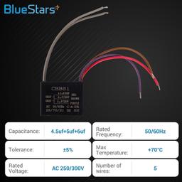 [Lifetime Warranty] CBB61 4.5uf+6uf+5uf 5-Wire 250V/300V AC Ceiling Fan Capacitor - Pack of 2 thumbnail 6