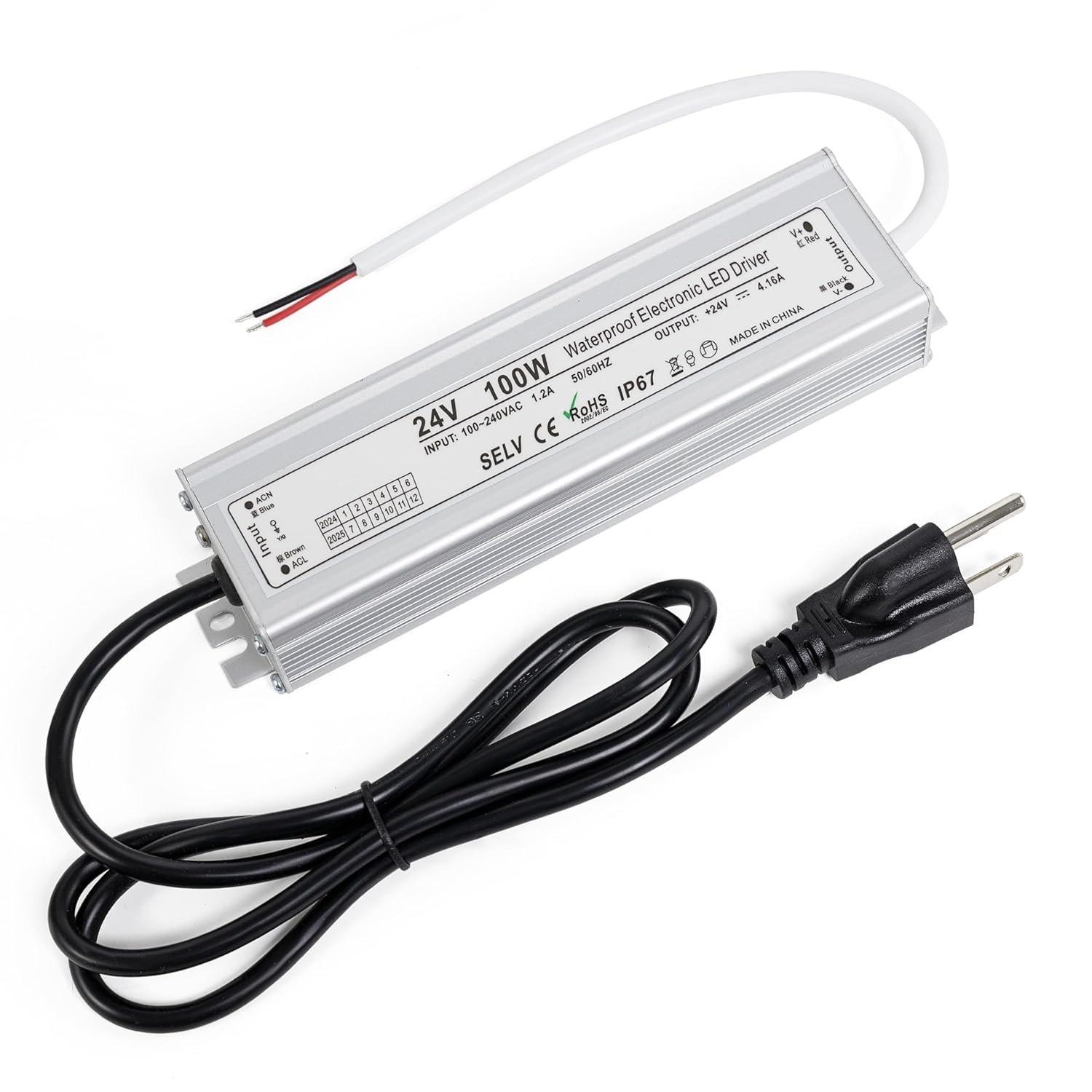 [Lifetime Warranty] 100W 24V LED Power Supply Driver 4.2A with US Standard 3-Prong Plug image 0