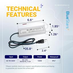 [Lifetime Warranty] 100W 24V LED Power Supply Driver 4.2A with US Standard 3-Prong Plug thumbnail 8