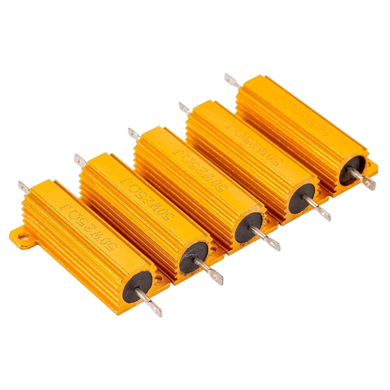 [Lifetime Warranty] 50W 25 ohm Aluminum Case Wirewound Resistor - Resistance Tolerance ±5% 25r - Replacement for Transformer Power Supply Transducer - Pack of 5 image 0