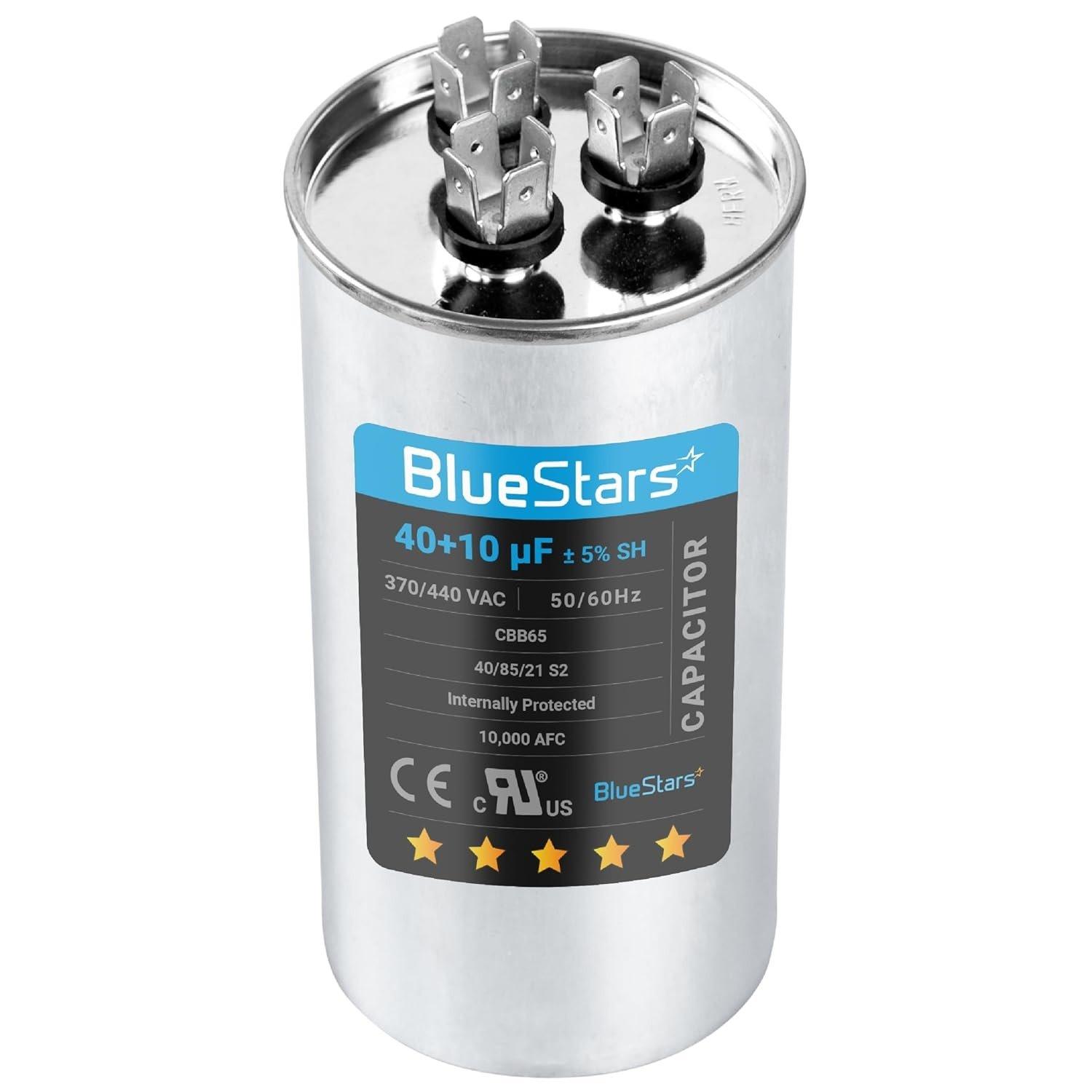 [Lifetime Warranty] 40+10 uF MFD ±5% 370/440 VAC Round Run Start Capacitor - Fits HVAC, Air Conditioners, Heat Pumps image 0