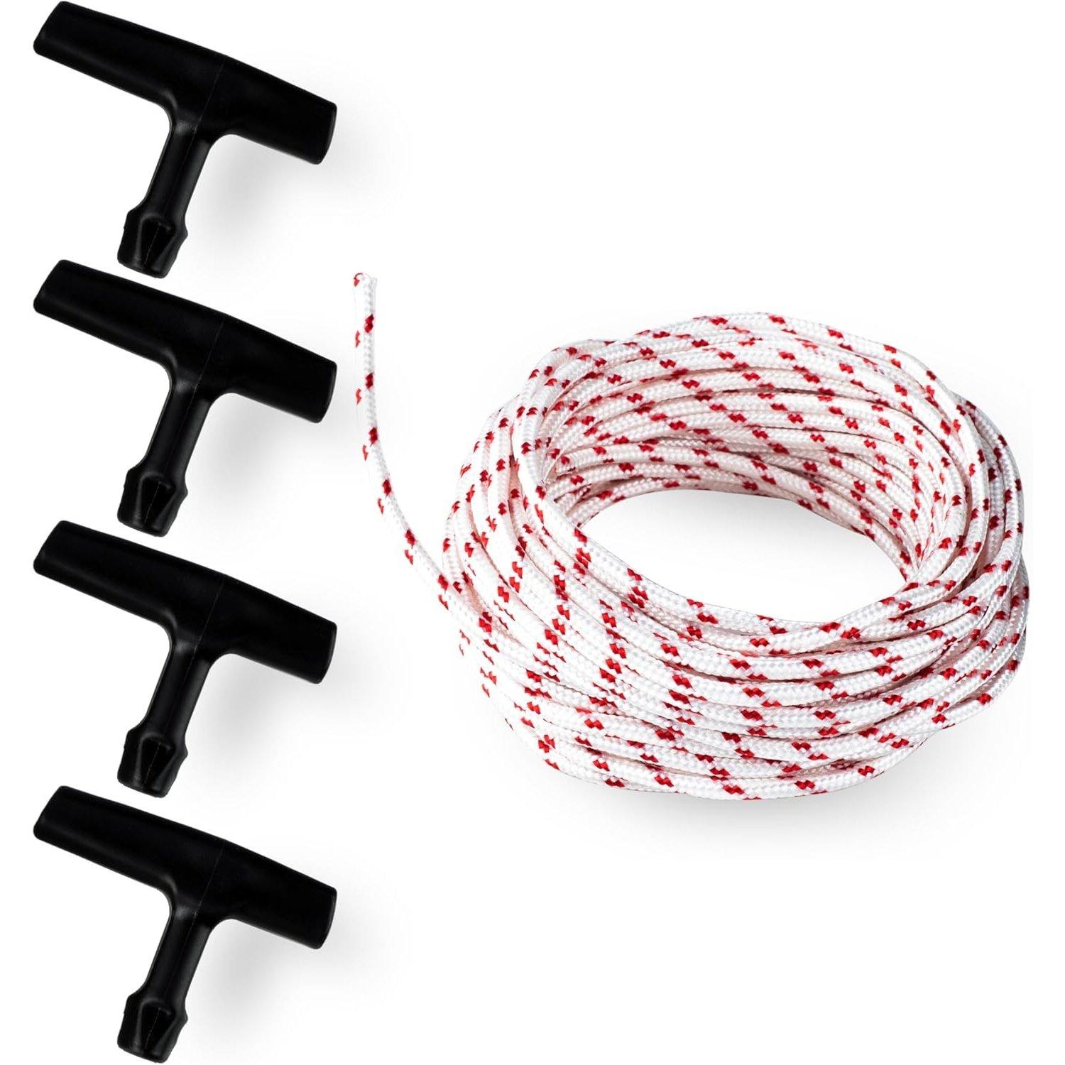 [Lifetime Warranty] Recoil Starter Rope 10-Meter (Diameter: 3.0mm) Pull Cord with 4 Pieces Starter Handle image 0