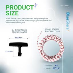 [Lifetime Warranty] Recoil Starter Rope 10-Meter (Diameter: 3.0mm) Pull Cord with 4 Pieces Starter Handle thumbnail 2