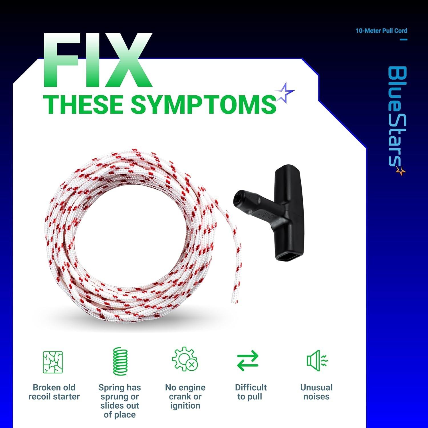 [Lifetime Warranty] Recoil Starter Rope 10-Meter (Diameter: 3.0mm) Pull Cord with 4 Pieces Starter Handle image 5