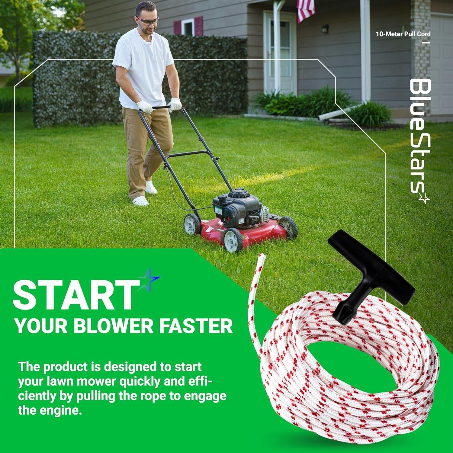 [Lifetime Warranty] Recoil Starter Rope 10-Meter (Diameter: 3.0mm) Pull Cord with 4 Pieces Starter Handle image 3