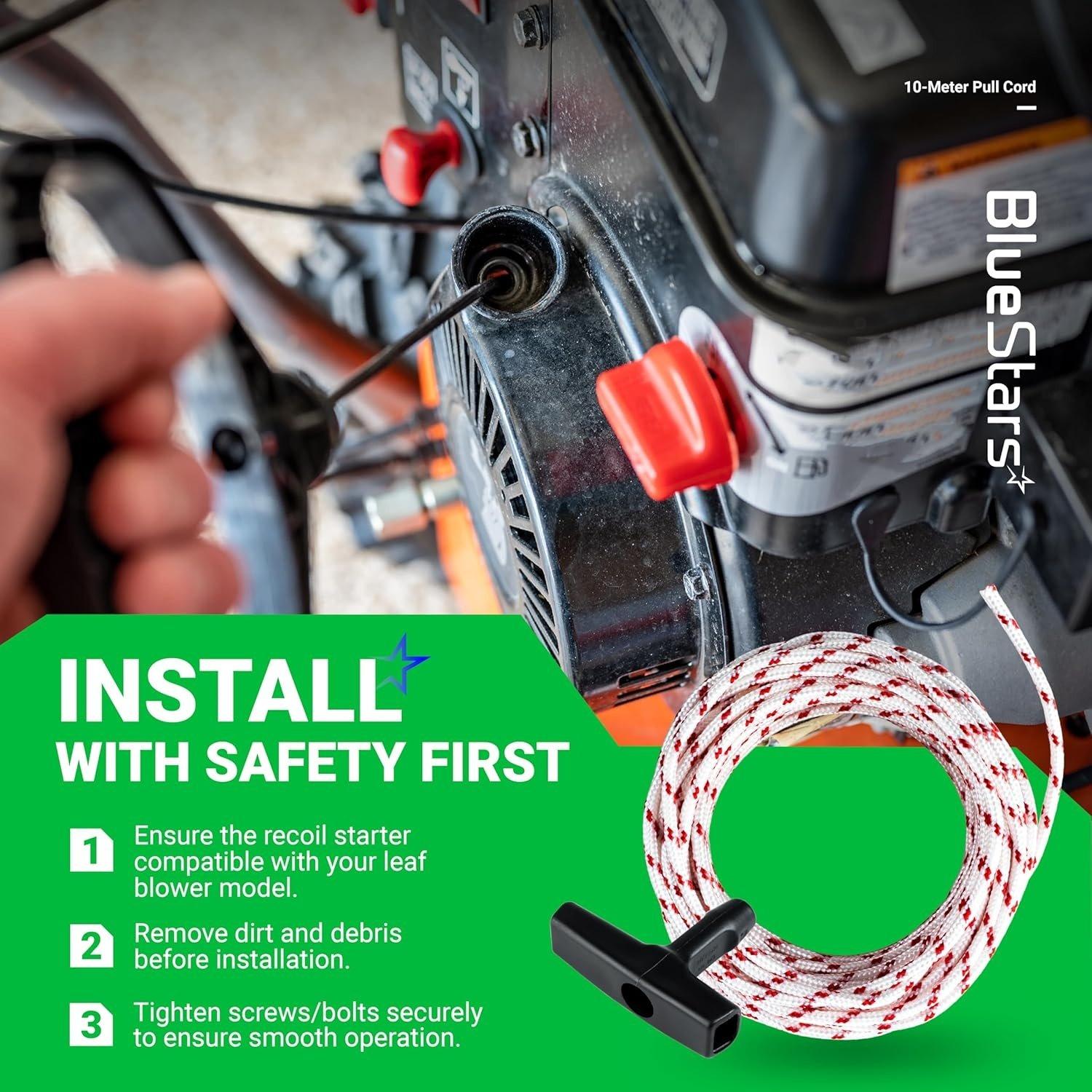 [Lifetime Warranty] Recoil Starter Rope 10-Meter (Diameter: 3.0mm) Pull Cord with 4 Pieces Starter Handle image 4