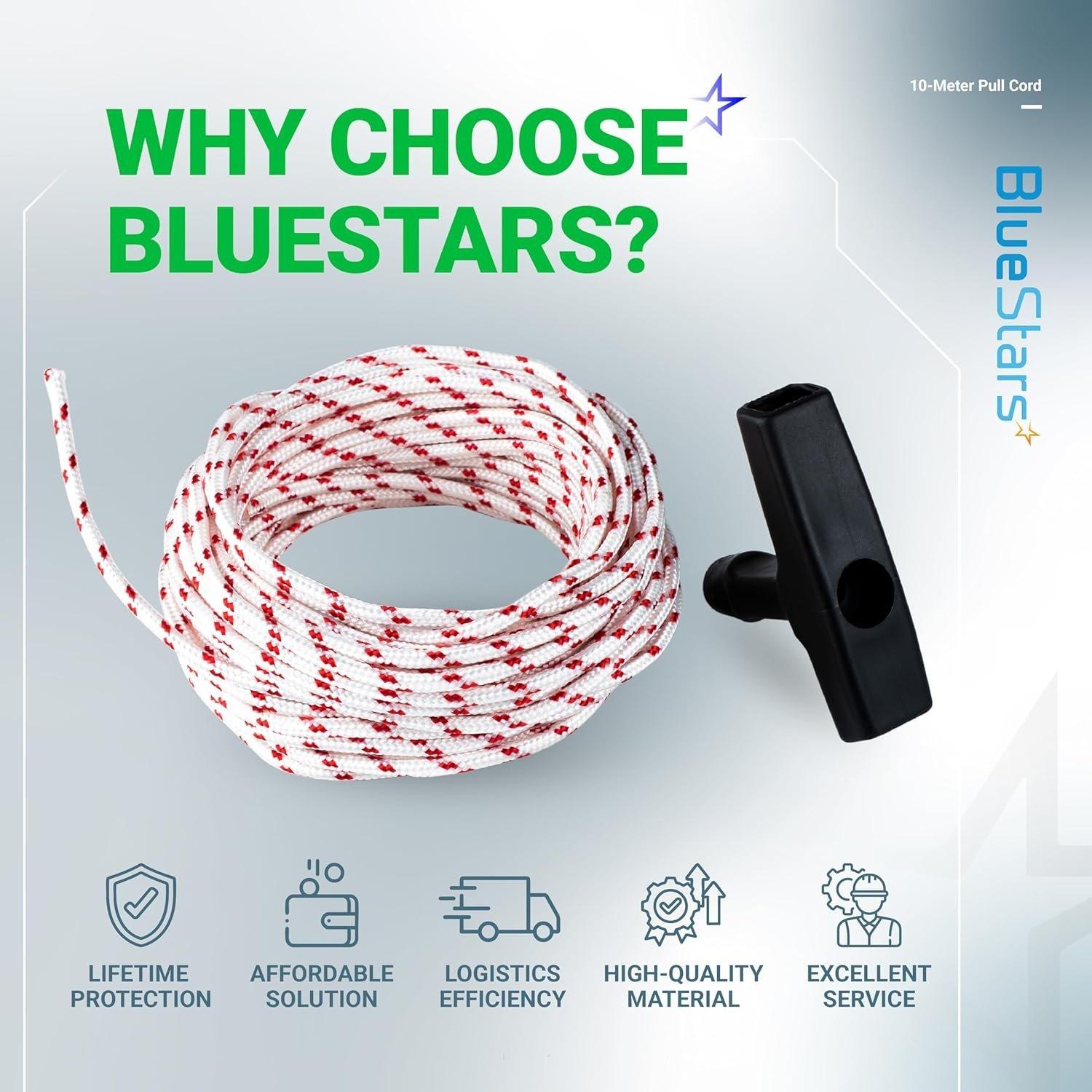 [Lifetime Warranty] Recoil Starter Rope 10-Meter (Diameter: 3.0mm) Pull Cord with 4 Pieces Starter Handle image 8