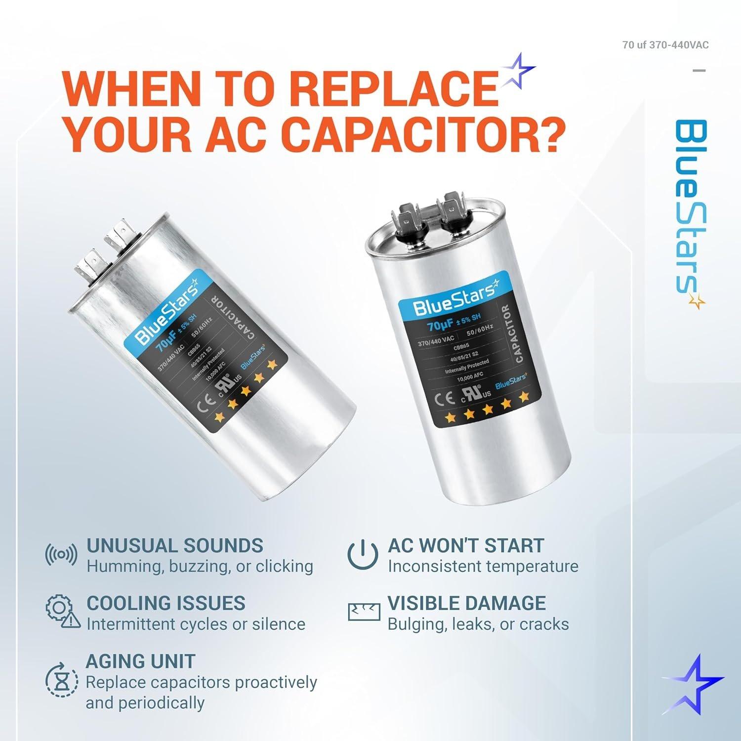 [Lifetime Warranty] 70 uF MFD 370/440 VAC ±5% Round Run Capacitor 50/60 Hz AC Electric Replacement image 7