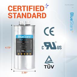 [Lifetime Warranty] 70 uF MFD 370/440 VAC ±5% Round Run Capacitor 50/60 Hz AC Electric Replacement thumbnail 6