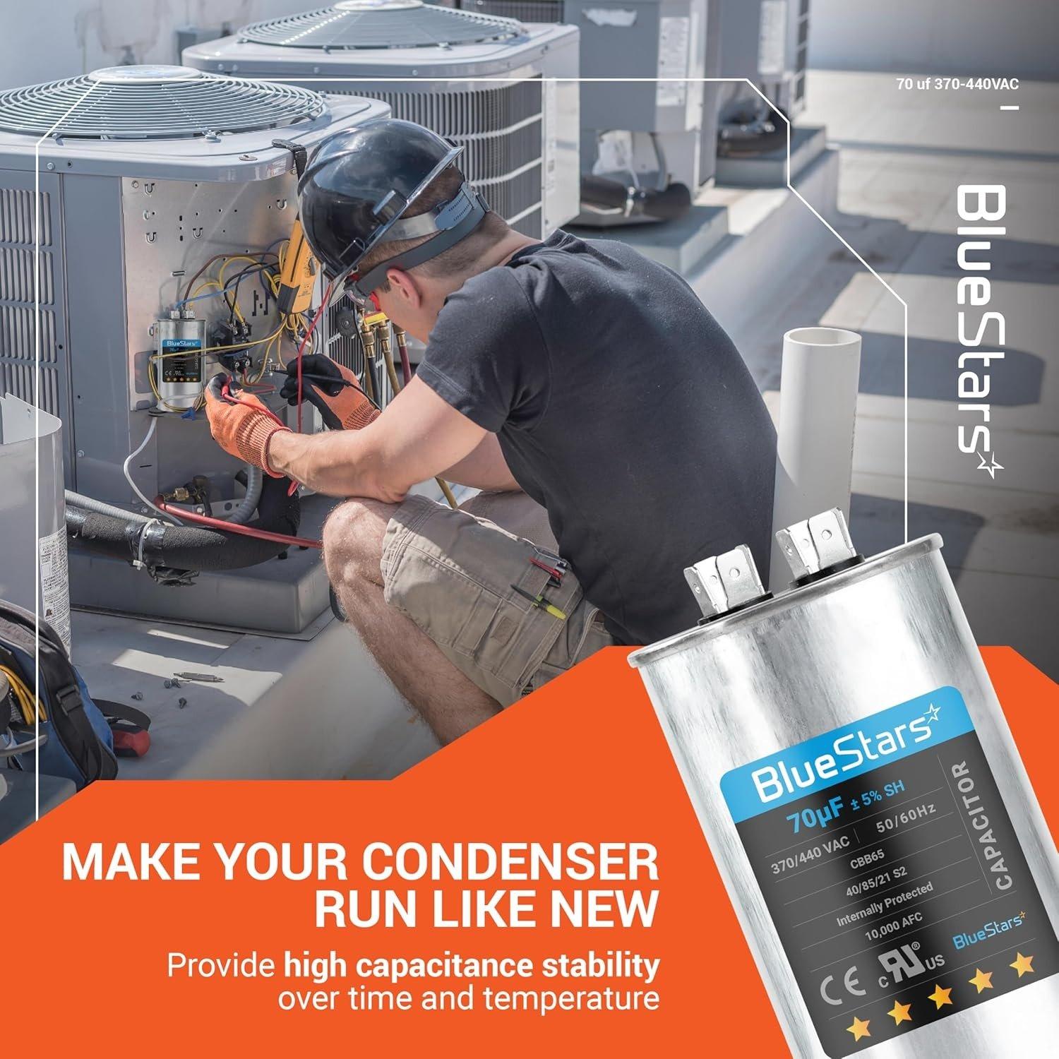 [Lifetime Warranty] 70 uF MFD 370/440 VAC ±5% Round Run Capacitor 50/60 Hz AC Electric Replacement image 4