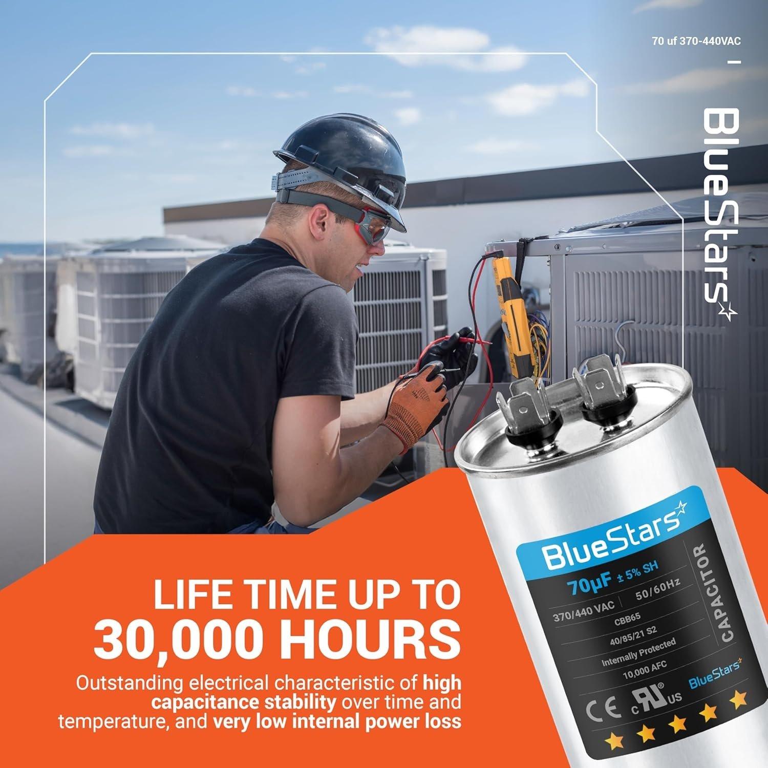 [Lifetime Warranty] 70 uF MFD 370/440 VAC ±5% Round Run Capacitor 50/60 Hz AC Electric Replacement image 11