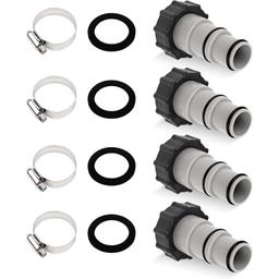 BlueStars Hose Adapter w/Collar Replacement Part - Compatible with Intex Fit for Threaded Connection Pumps, Converts 1.5 & 1.25-inch Hoses (4 Pack) thumbnail 0