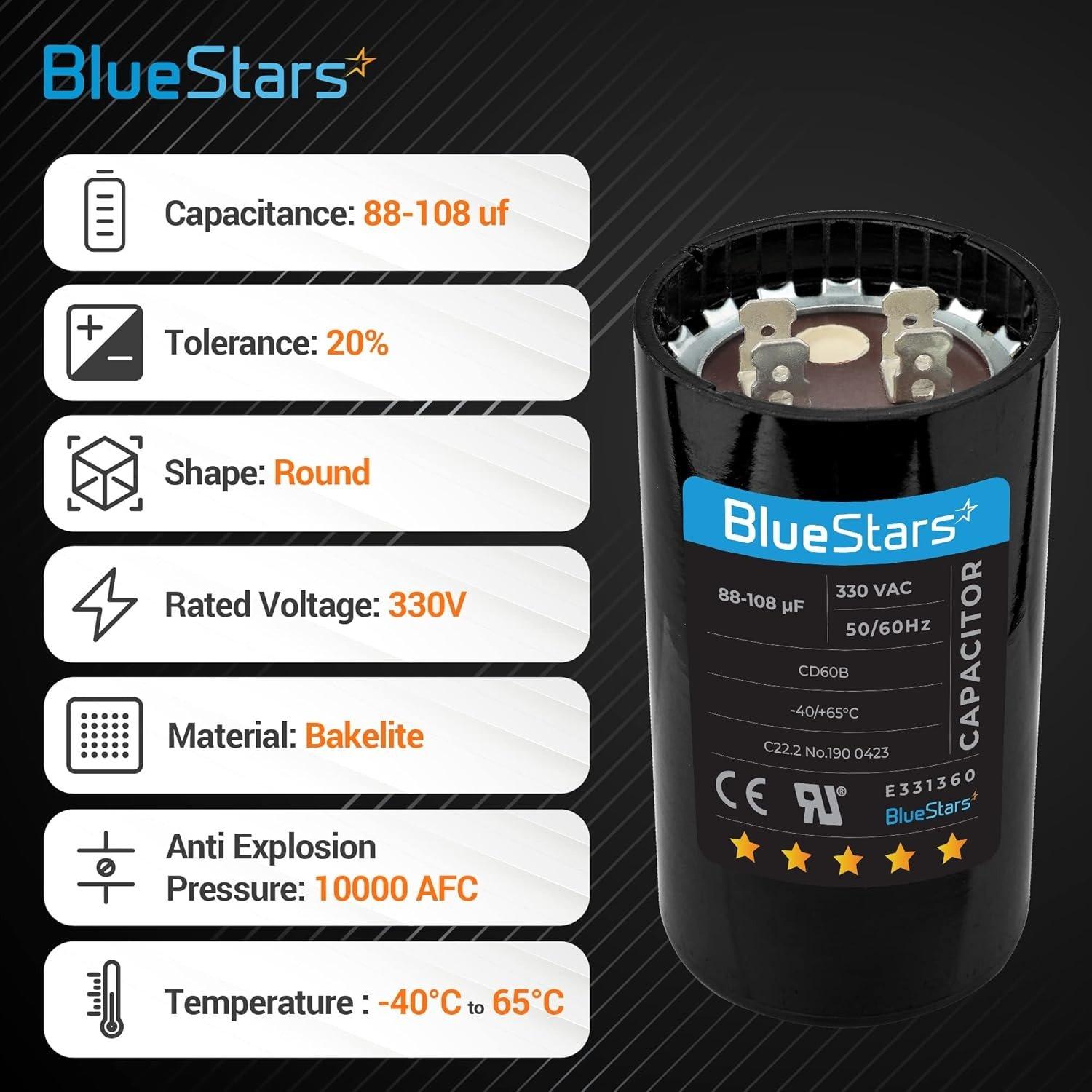 [Lifetime Warranty] 88-108 uF MFD 330 VAC Round Motor Start Capacitor 50/60 Hz - Fits Single-Phase Motors, Gear Motors - Pack of 2 image 6