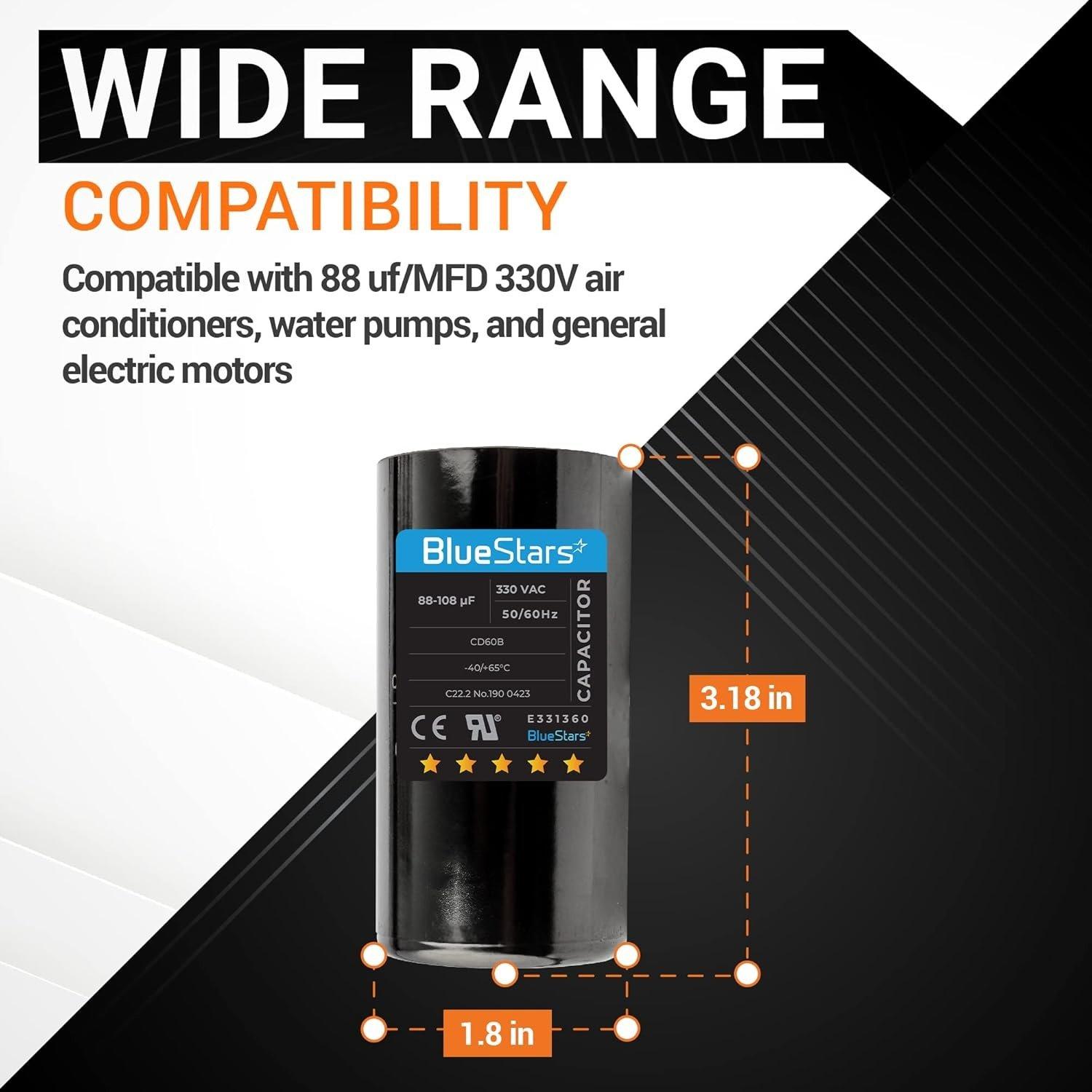 [Lifetime Warranty] 88-108 uF MFD 330 VAC Round Motor Start Capacitor 50/60 Hz - Fits Single-Phase Motors, Gear Motors - Pack of 2 image 5