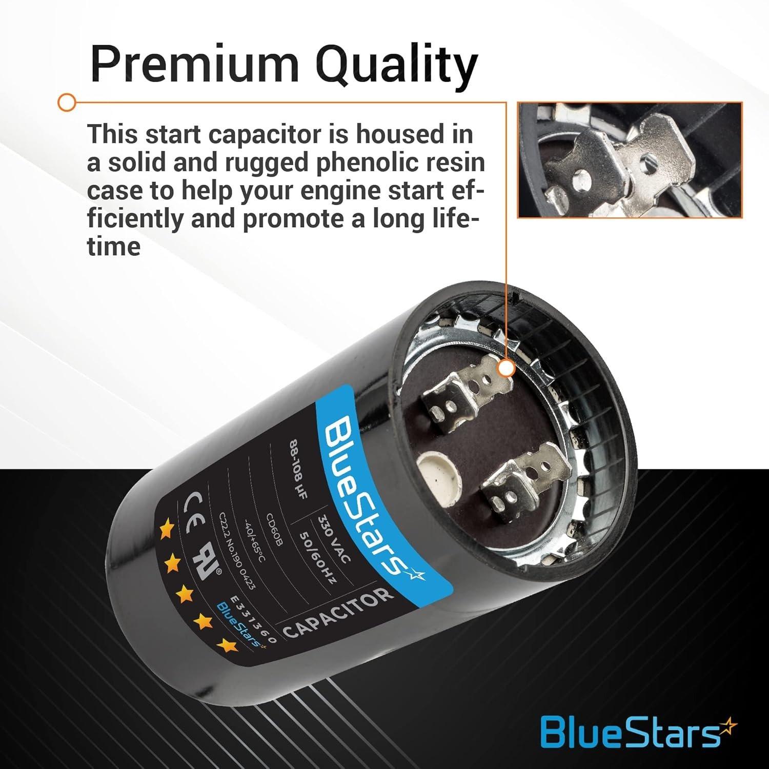 [Lifetime Warranty] 88-108 uF MFD 330 VAC Round Motor Start Capacitor 50/60 Hz - Fits Single-Phase Motors, Gear Motors - Pack of 2 image 3