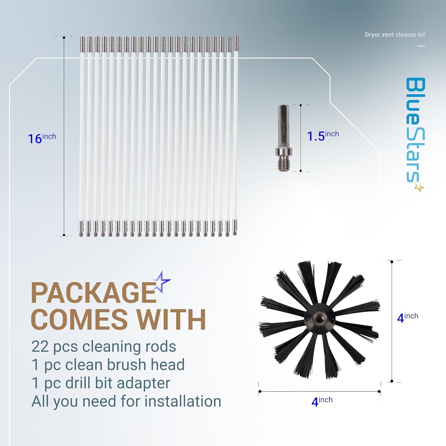 [Lifetime Warranty] 30 Feet Dryer Vent Cleaner Kit with Drill Attachment - Extendable Dryer Vent Cleaner Kit with Brush & 22 Detachable Rods image 1