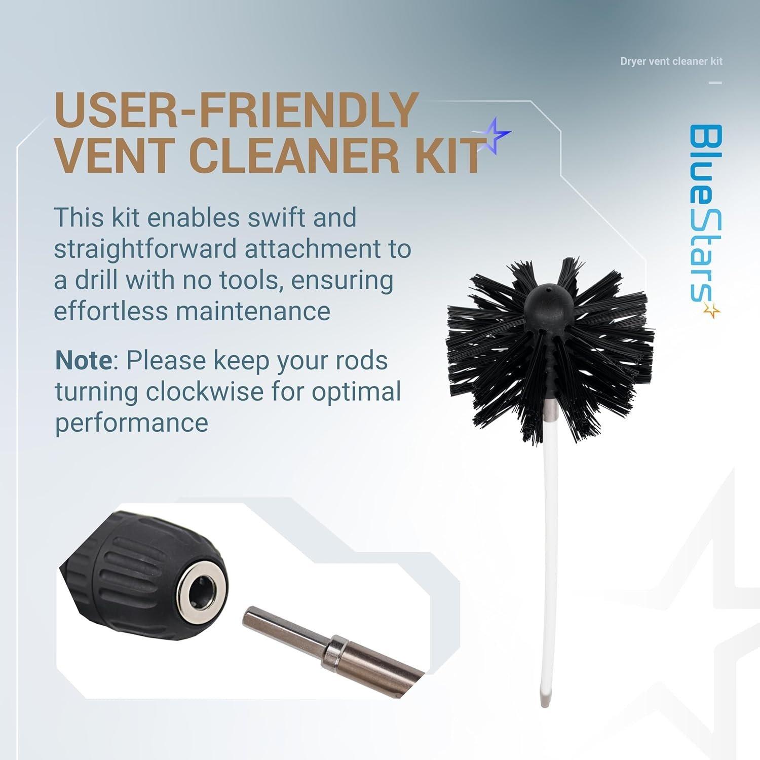 [Lifetime Warranty] 30 Feet Dryer Vent Cleaner Kit with Drill Attachment - Extendable Dryer Vent Cleaner Kit with Brush & 22 Detachable Rods image 3