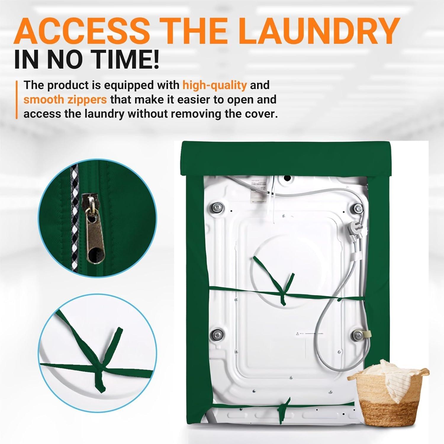 [Lifetime Warranty] Washing Machine Covers with Laundry Bag For Top-load Washer/Dryer - Premium Outdoor Protection For Most Washer Dryer Cover - W29â€x D28â€x H43â€ (Green) - Pack of 2 image 5