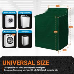 [Lifetime Warranty] Washing Machine Covers with Laundry Bag For Top-load Washer/Dryer - Premium Outdoor Protection For Most Washer Dryer Cover - W29â€x D28â€x H43â€ (Green) - Pack of 2 thumbnail 6