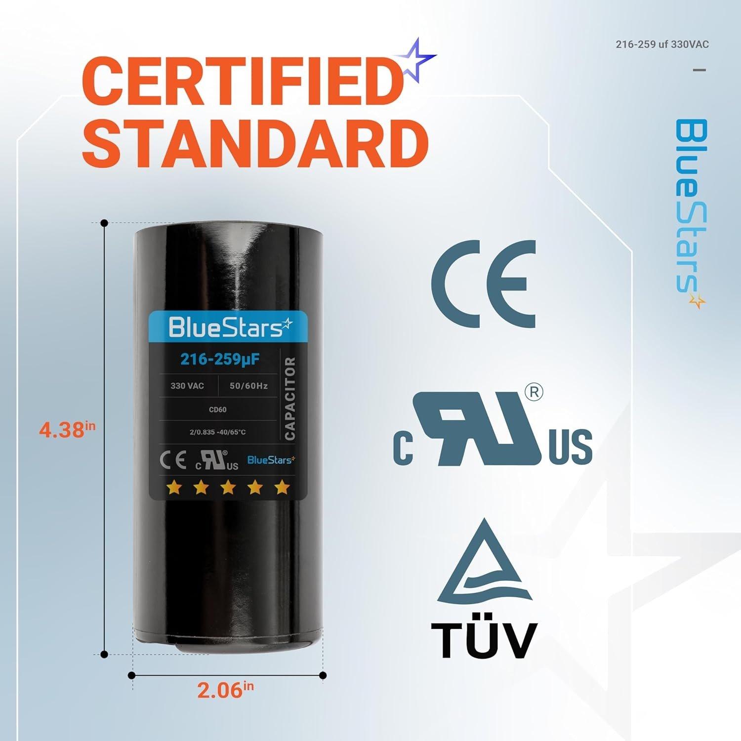 [Lifetime Warranty] 216-259 uF MFD 330 VAC Round Start Capacitor - Fits AC Motor Run, Fan Start, Heat Pump image 3