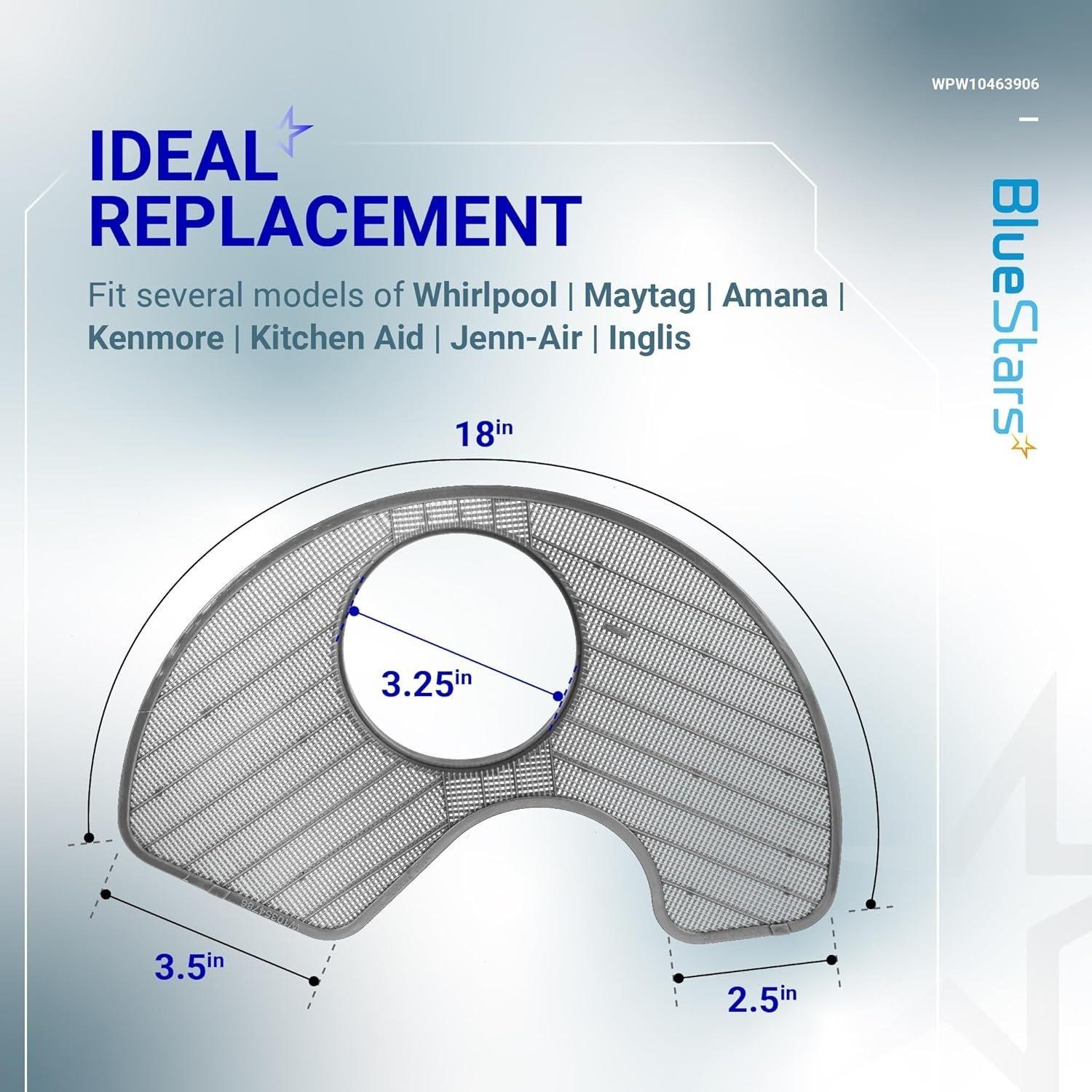 [Lifetime Warranty] WPW10463906 Dishwasher Screen Filter - Compatible with KitchenAid Maytag Whirlpool Jenn-Air Kenmore Amana Dishwashers - Replaces W10463906, WPW10195360, 2312301, PS11755148, AP6021820 image 1