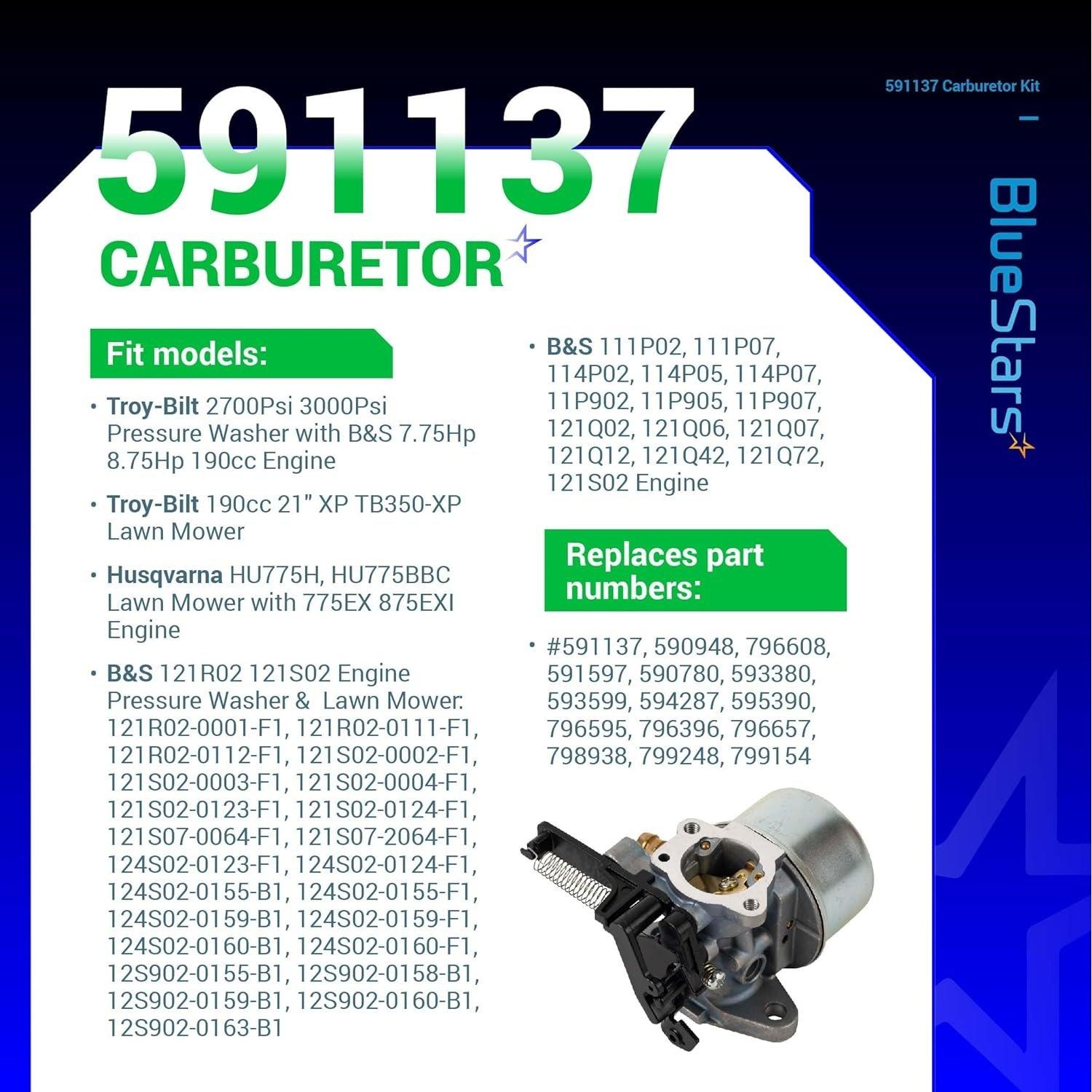 [Lifetime Warranty] 591137 593599 Carburetor image 2