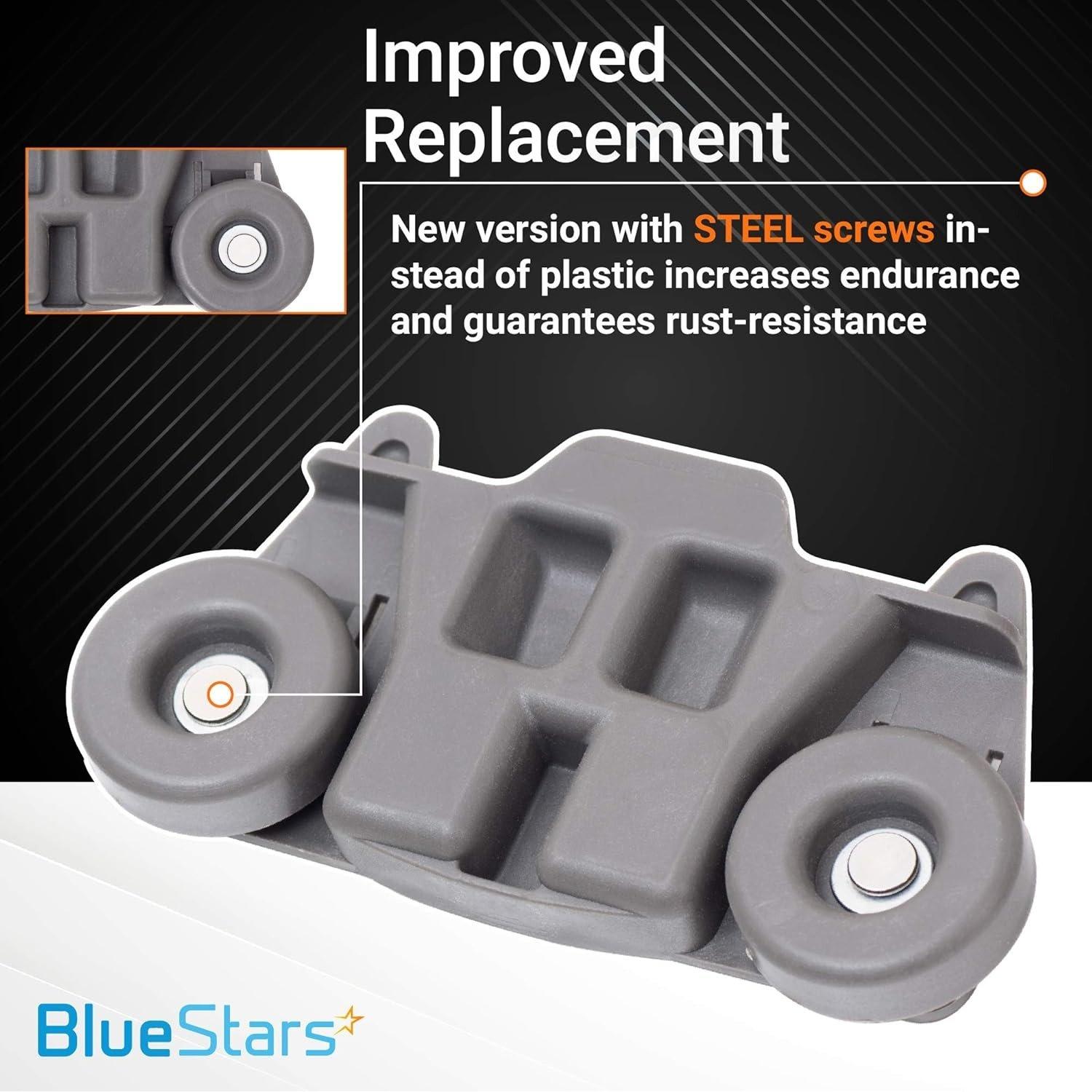 BlueStars W10195416 Dishwasher Lower Dish Rack Wheel with new STEEL Screws - For KitchenAid Whirlpool Kenmore Dishwashers - Replaces AP5983730 W10195416V PS11722152 - PACK OF 2 image 2