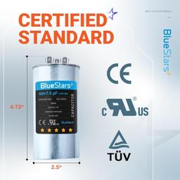 [Lifetime Warranty] 60+7.5 uF MFD Â±5% 370/440 VAC CBB65B Dual Run Round Capacitor - Fits AC Motor Run, Condenser, Heat Pump thumbnail 6