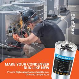 [Lifetime Warranty] 60+7.5 uF MFD Â±5% 370/440 VAC CBB65B Dual Run Round Capacitor - Fits AC Motor Run, Condenser, Heat Pump thumbnail 2