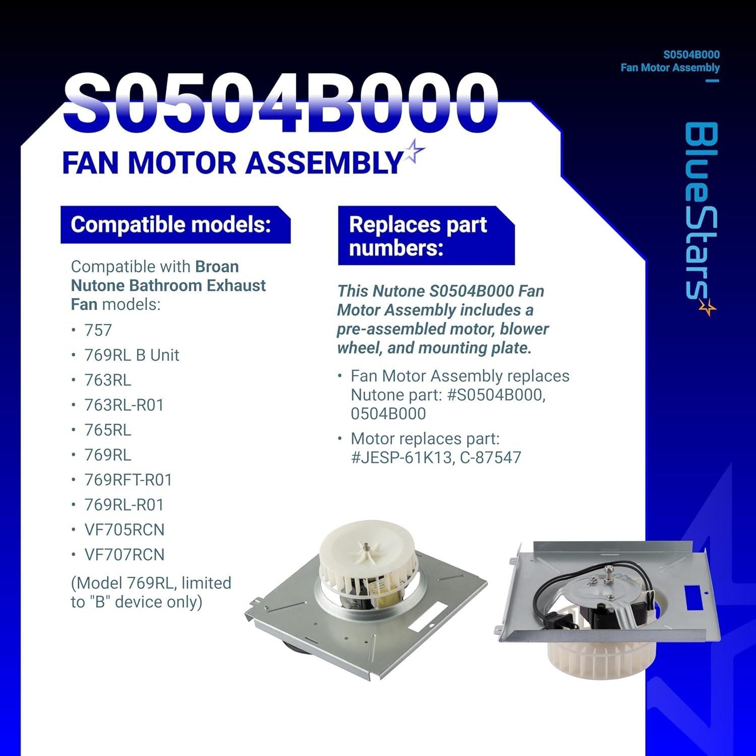[Lifetime Warranty] Bathroom Exhaust Fan Motor Assembly S0504B000 image 5