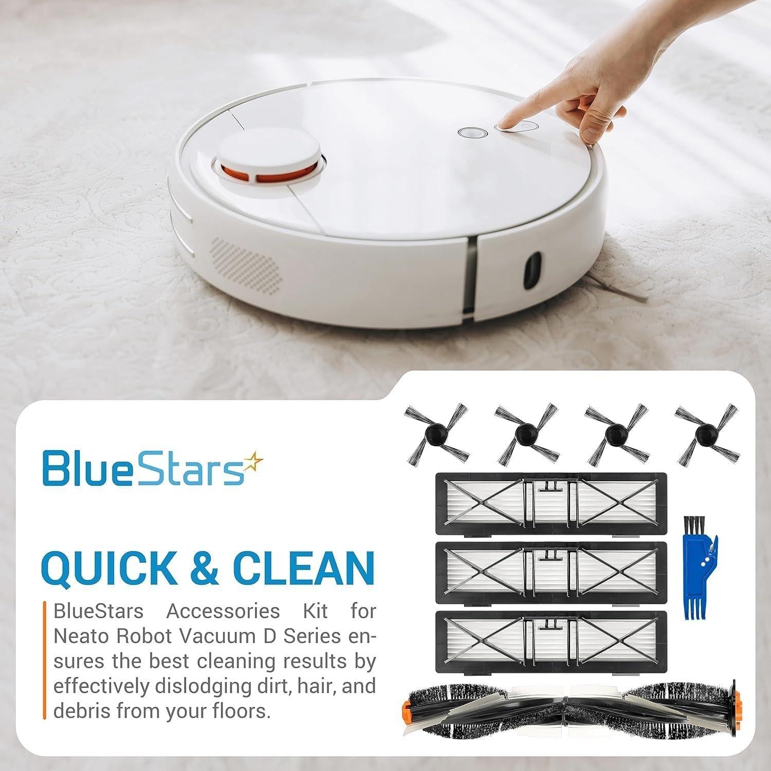 [Lifetime Warranty] Accessories Kit for Neato D Series D3, D4 to D10, D75, D80, D85, and Neato Botvac Connected Robot Vacuum Cleaner - 1 Main Brush, 3 Filters, 4 Side Brushes, 1 Sweeping image 5