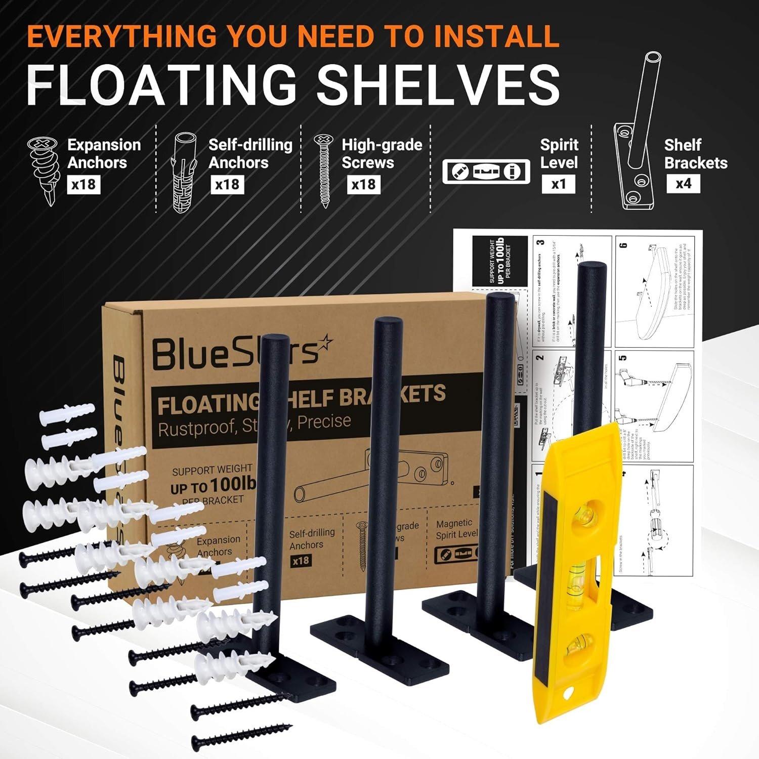 4 Pcs 6" Rustproof Floating Shelf Bracket image 2