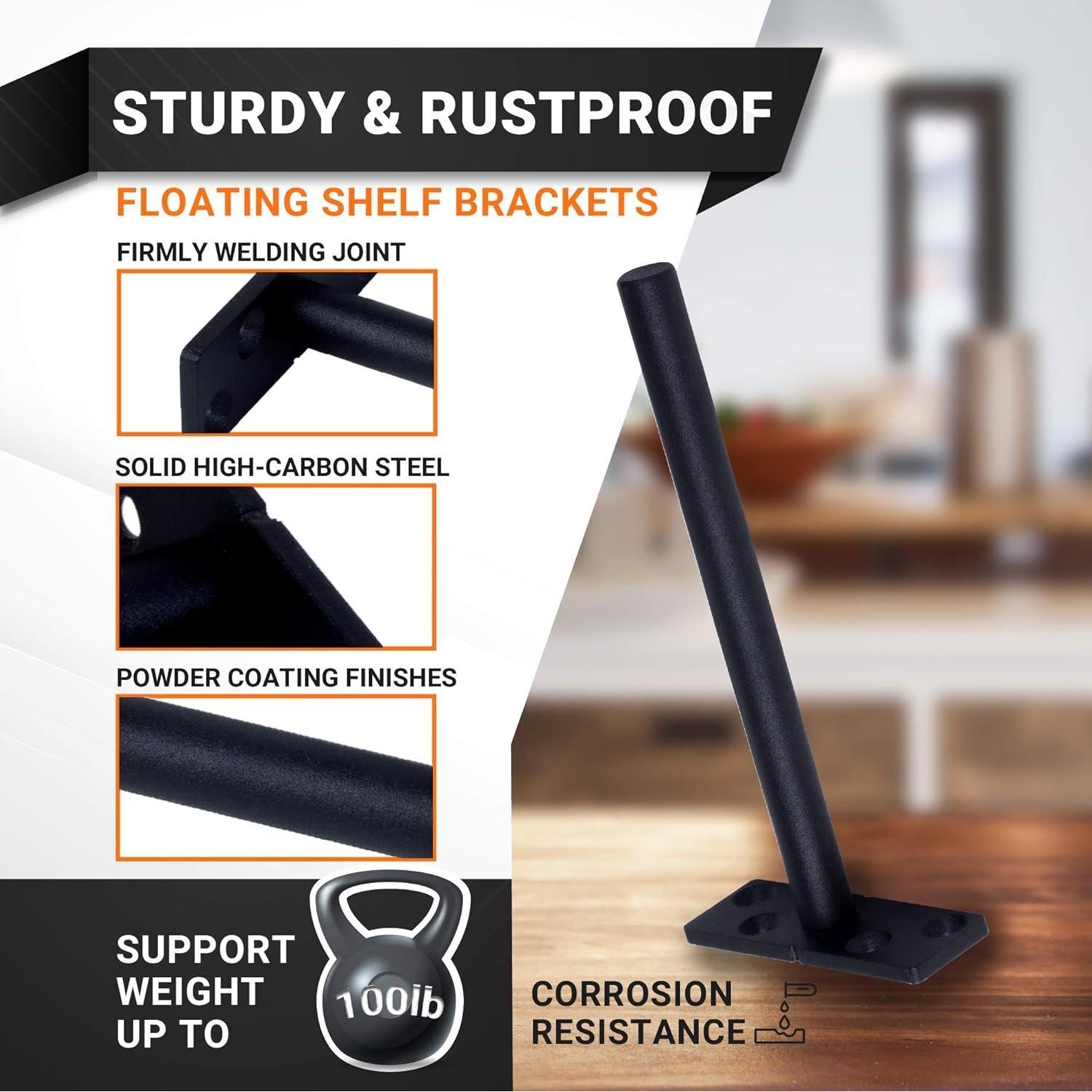 4 Pcs 6" Rustproof Floating Shelf Bracket image 3