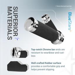 [Lifetime Warranty] Chrome Motorcycle Hand Grips 1" Handlebars Compatible thumbnail 5