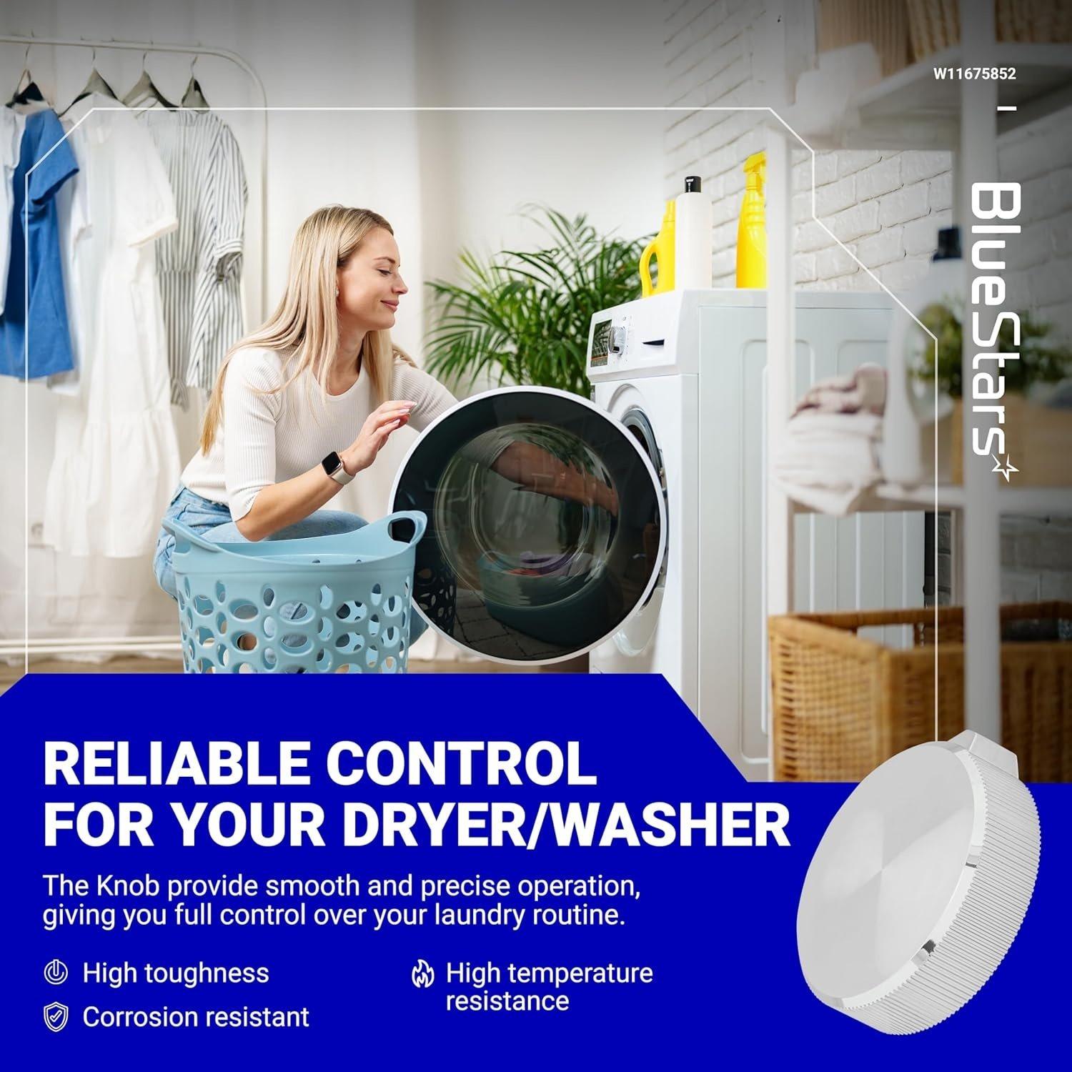 [Lifetime Warranty] W11675852 Washer Dryer Control Knob Assembly - Compatible with Whirlpool Maytag Dryer/Washer - Replaces W11328381, 4980008, AP7215386, PS17216137, EAP17216137 and more image 1