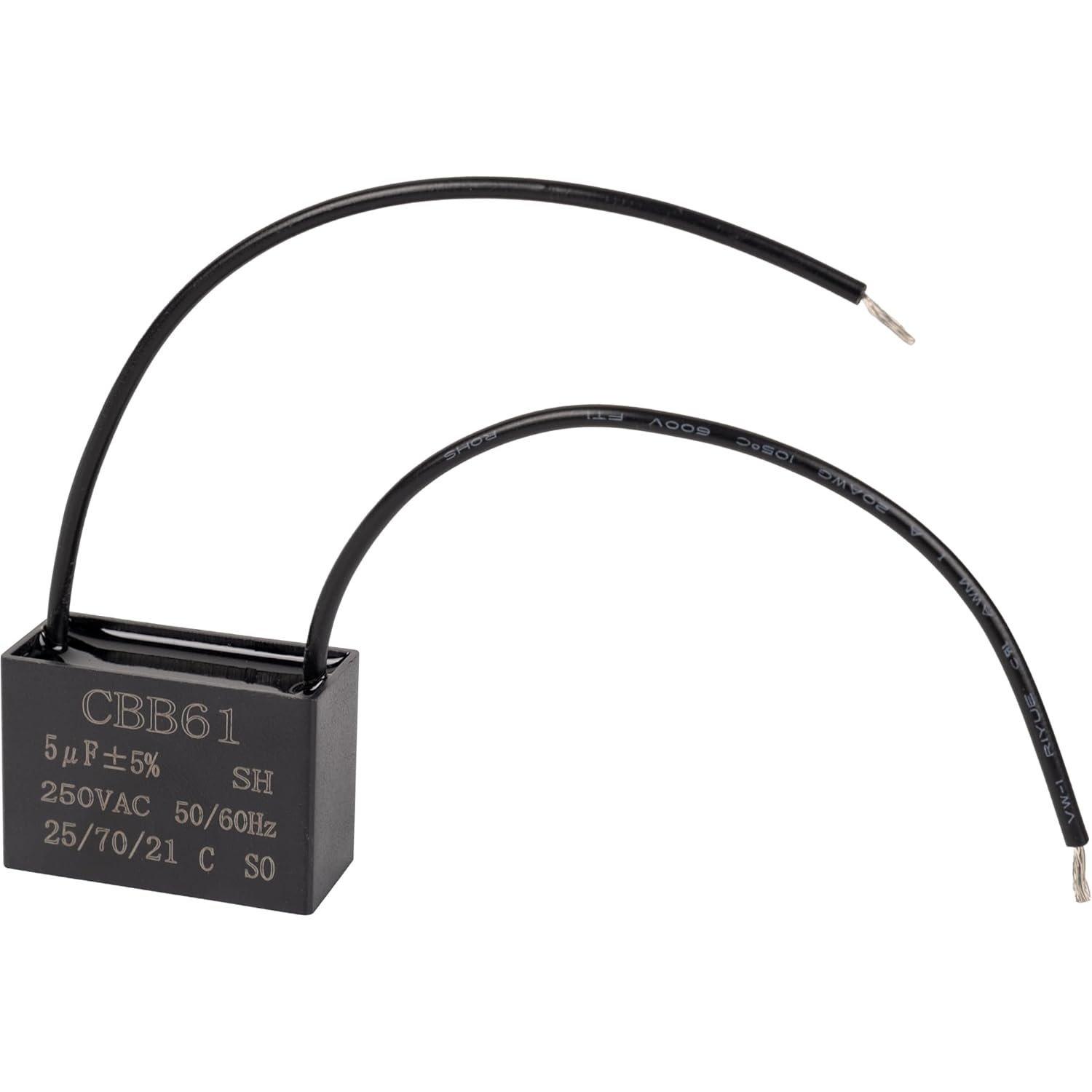[Lifetime Warranty] [2 Wires] CBB61 5uf 2-Wire 250V AC Ceiling Fan Capacitor image 0