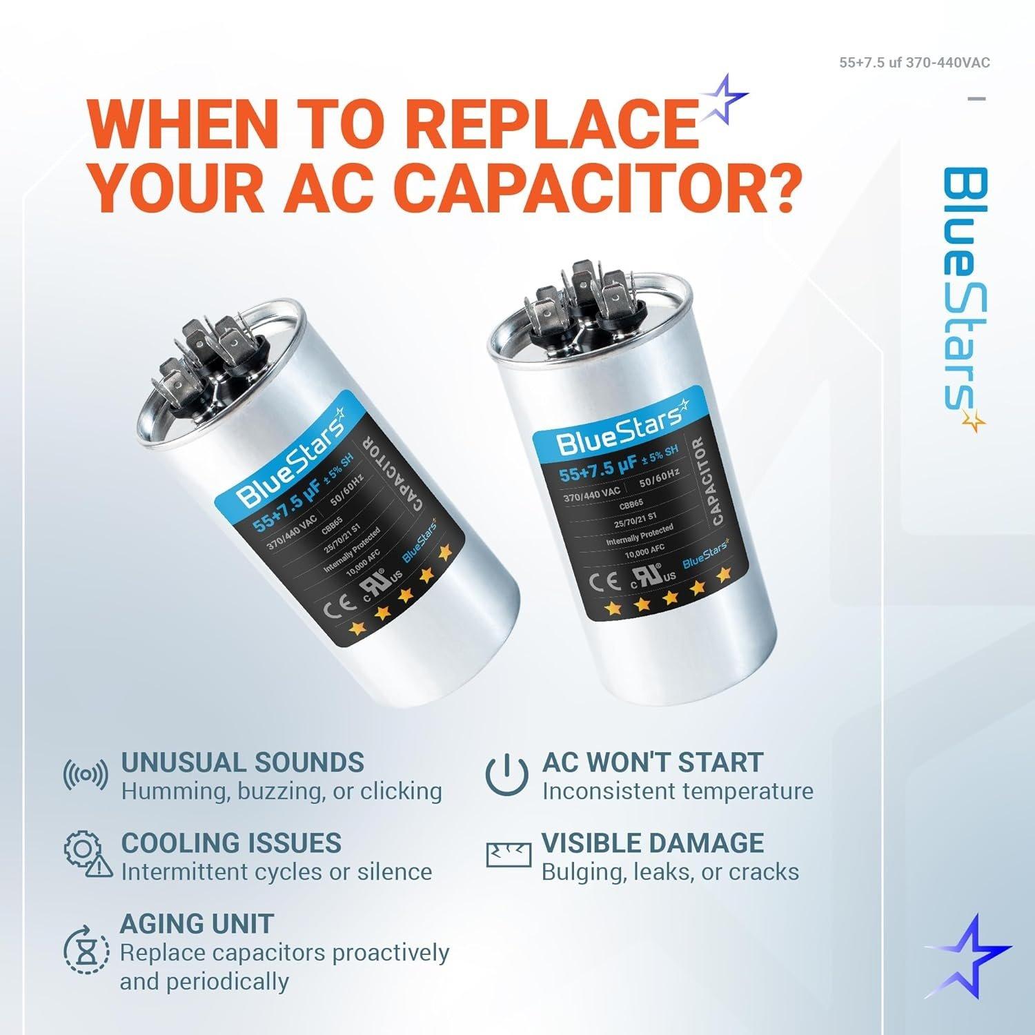 [Lifetime Warranty] 55+7.5 uF MFD ±5% 370/440 VAC CBB65B Dual Run Round Capacitor - Fits Condenser, Heat Pump - Replaces C35575R image 7