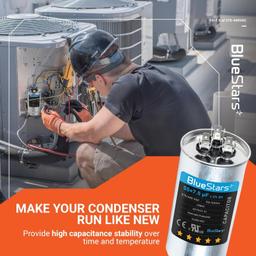 [Lifetime Warranty] 55+7.5 uF MFD ±5% 370/440 VAC CBB65B Dual Run Round Capacitor - Fits Condenser, Heat Pump - Replaces C35575R thumbnail 5
