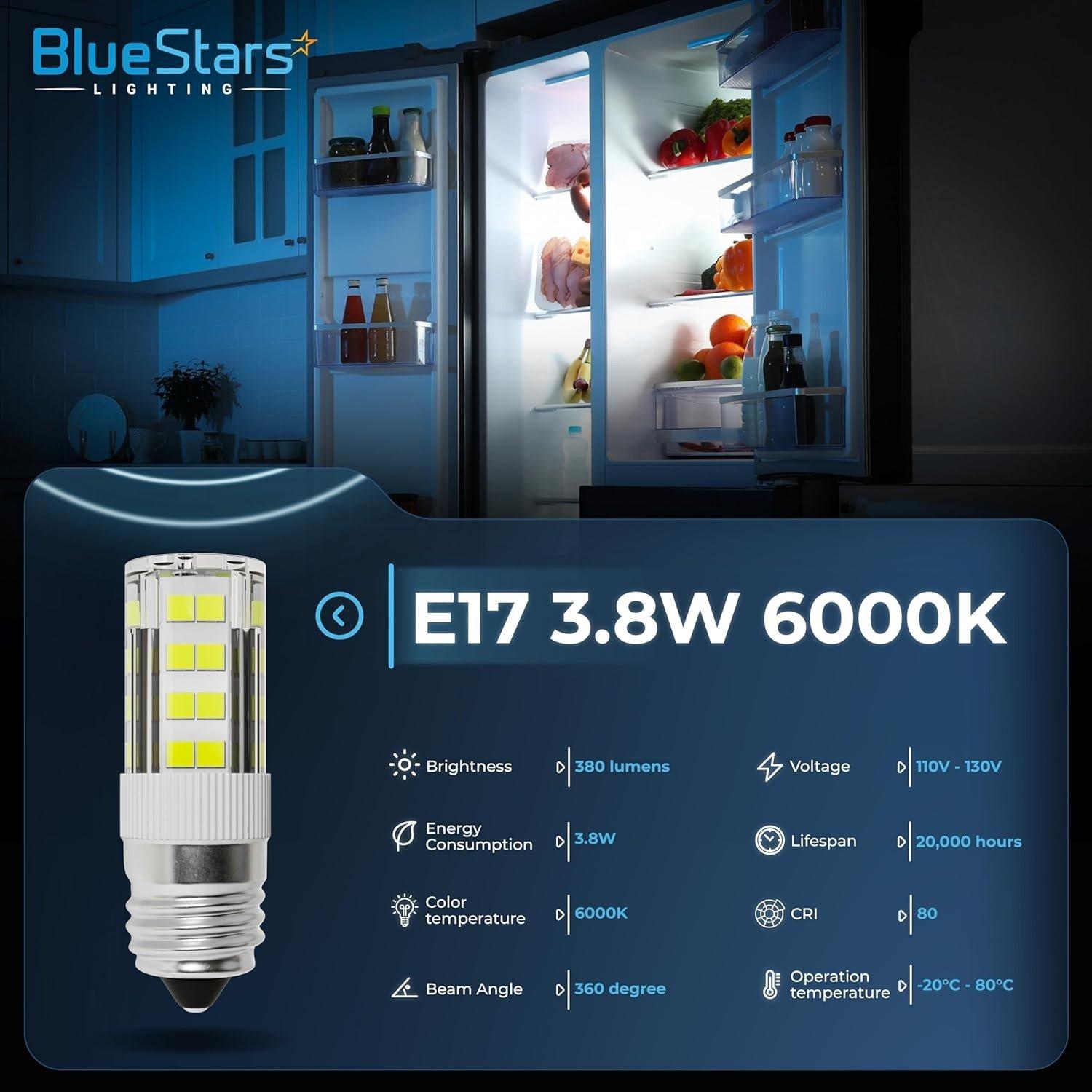 [Lifetime Warranty] 5304517886 KEI D28A LED Refrigerator Light Bulbs E17 Base 3.8W 100-265V 6000K Cool White - Replace KEI D28M KEID28A KEL2811 241552807 297114000 - Pack of 2 image 6